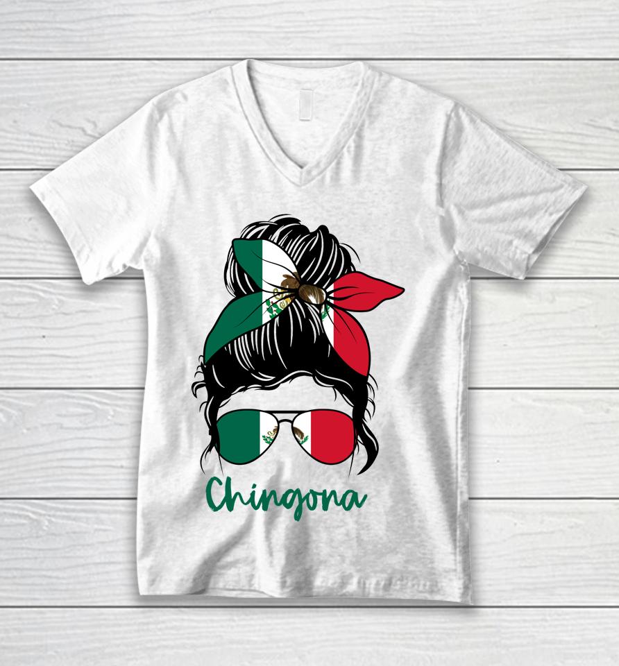 Chingona Girl Mexico Girl Mexican Unisex V-Neck T-Shirt