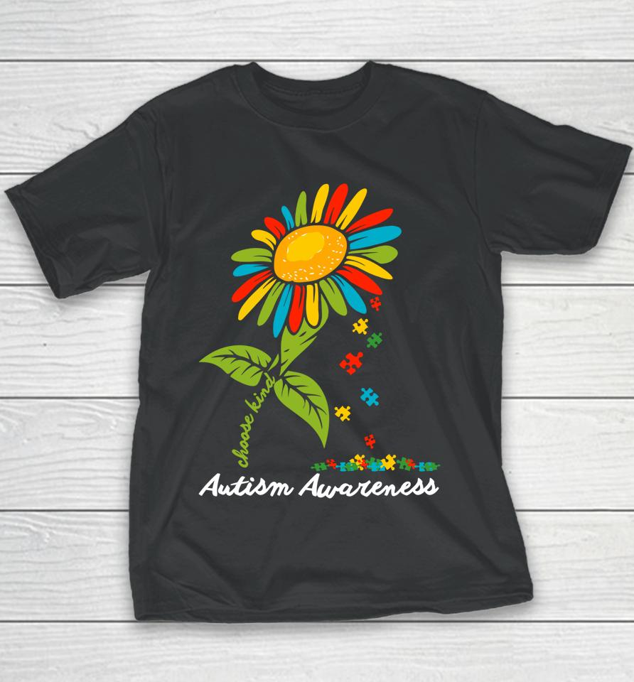 Choose Kind Autism Awareness Month Sunflower Mom Gift Youth T-Shirt