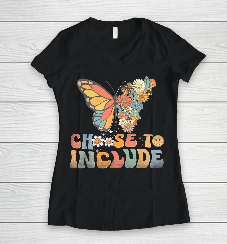 Choose To Include Special Education Teacher Autism Awareness Women V-Neck T-Shirt
