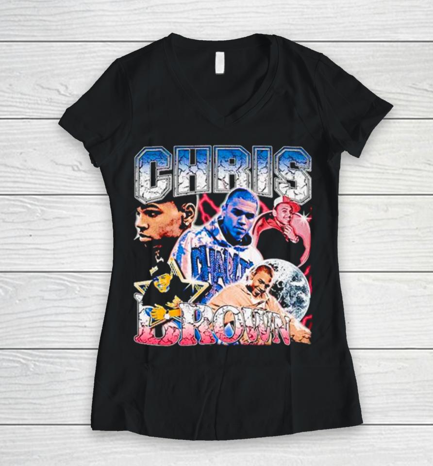 Chris Brown Vintage Women V-Neck T-Shirt