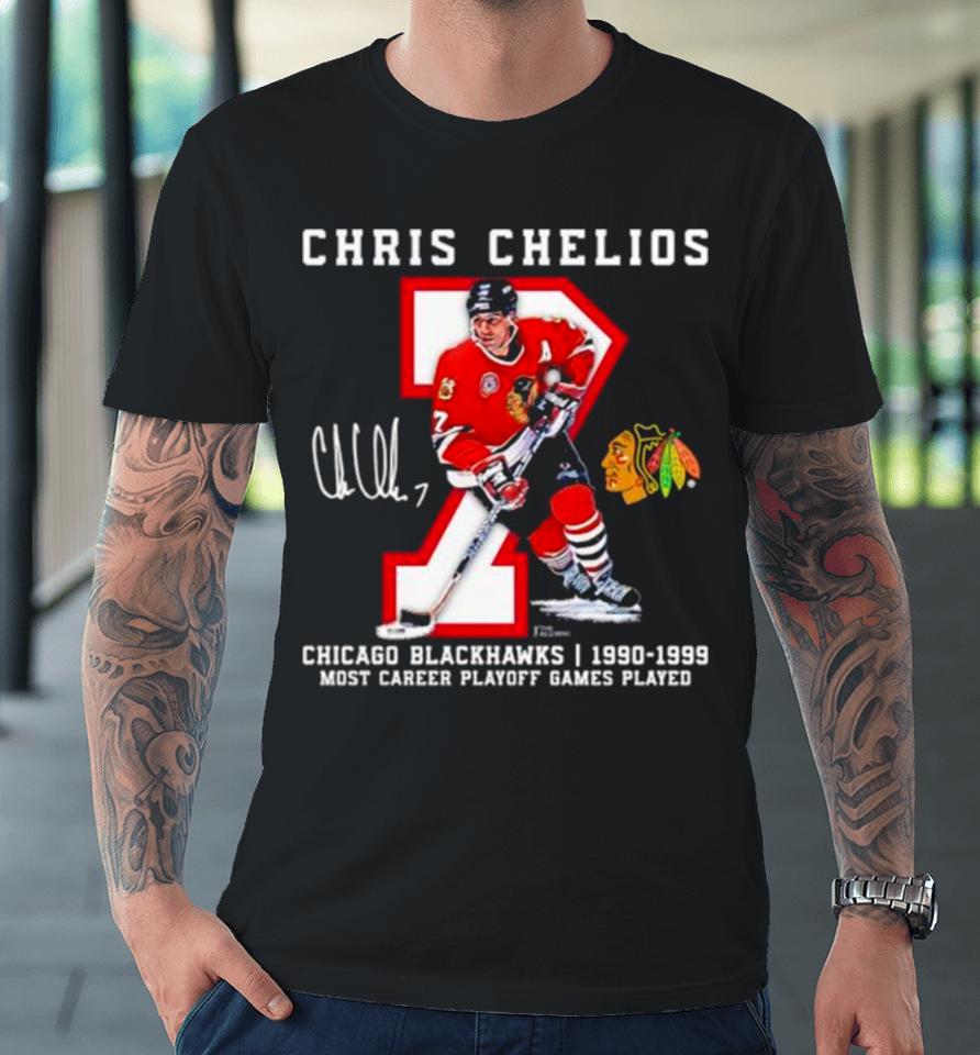 Chris Chelios Chicago Blackhawks 1990 1999 Jersey Retirement Premium T-Shirt