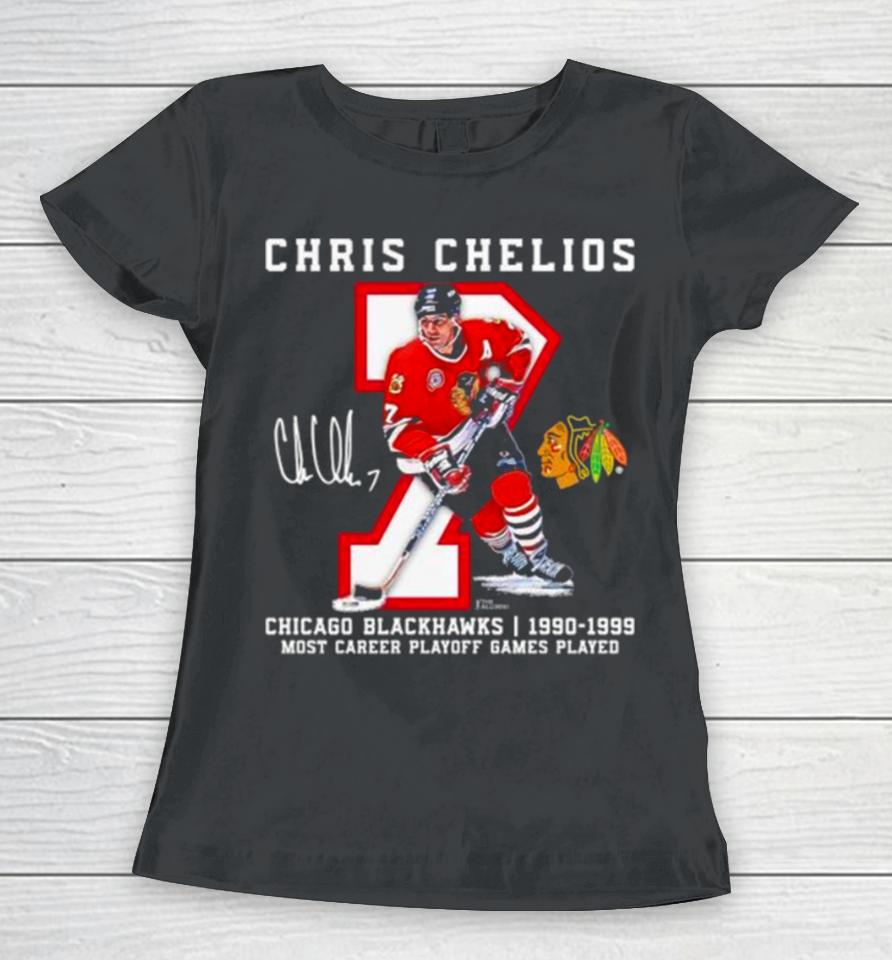 Chris Chelios Chicago Blackhawks 1990 1999 Jersey Retirement Women T-Shirt