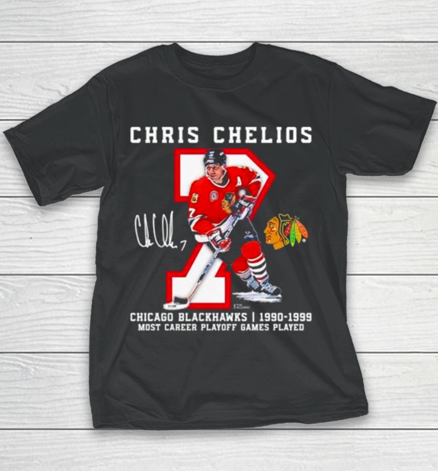 Chris Chelios Chicago Blackhawks 1990 1999 Jersey Retirement Youth T-Shirt