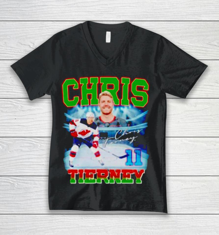 Chris Tierney 11 Hockey Player Signature Unisex V-Neck T-Shirt