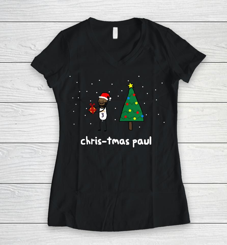 Chris-Tmas Paul Holiday Merch Nba Paint Women V-Neck T-Shirt