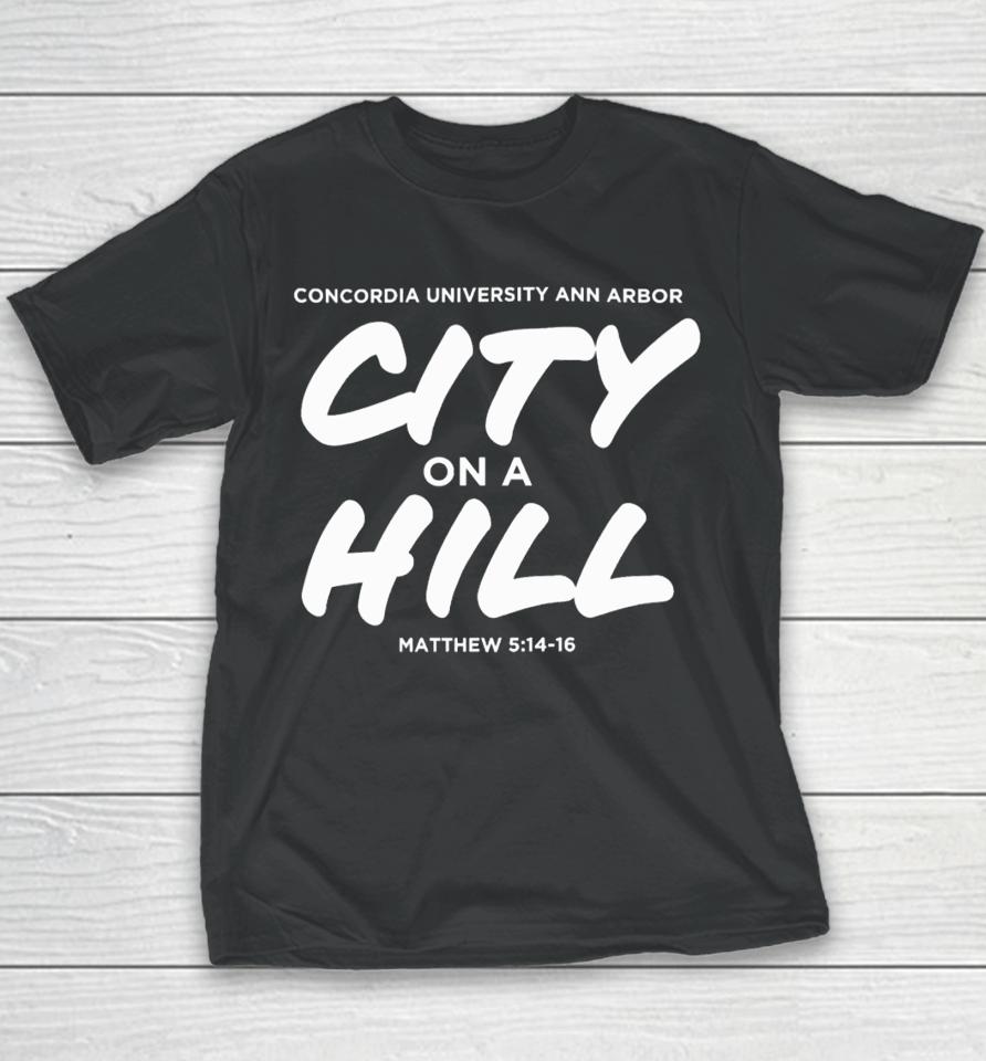 Christian University Michigan Concordia City On A Hill Youth T-Shirt