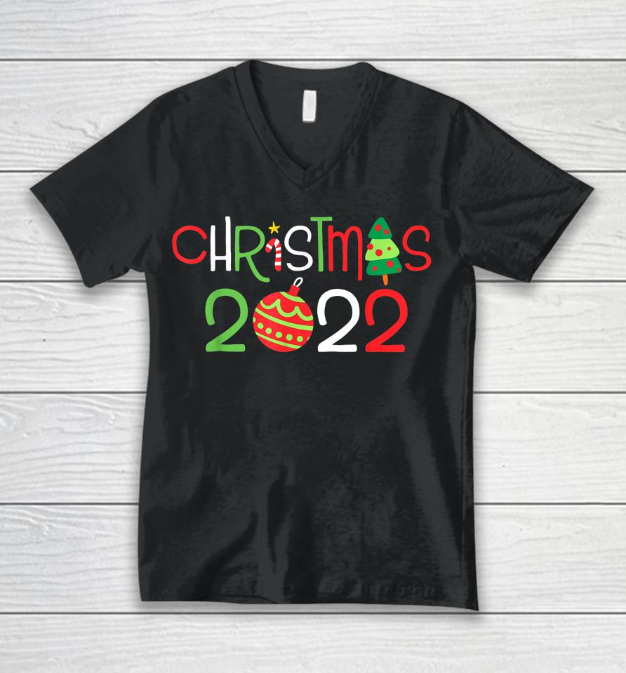 Christmas 2022 Pajama Family Matching Happy Holiday Xmas Unisex V-Neck T-Shirt