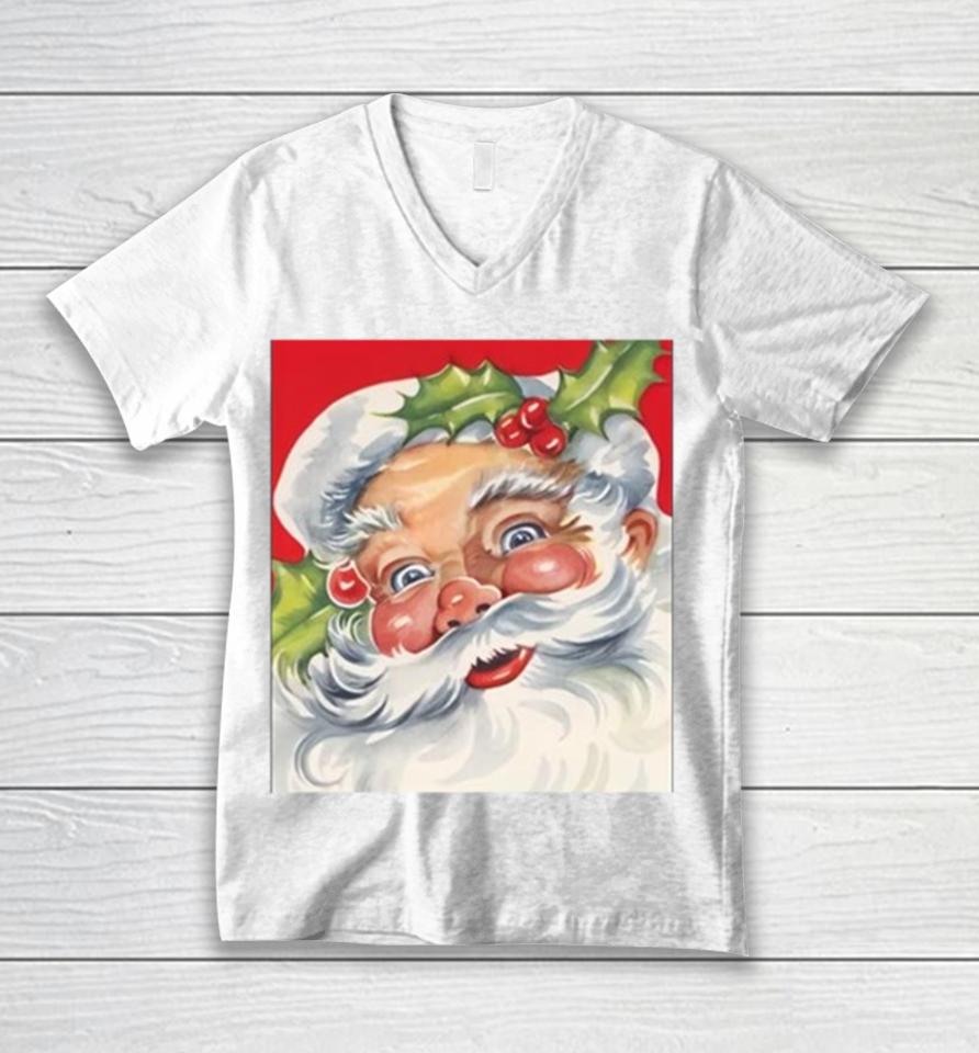 Christmas 2023 Retro Jolly Santa Claus Unisex V-Neck T-Shirt