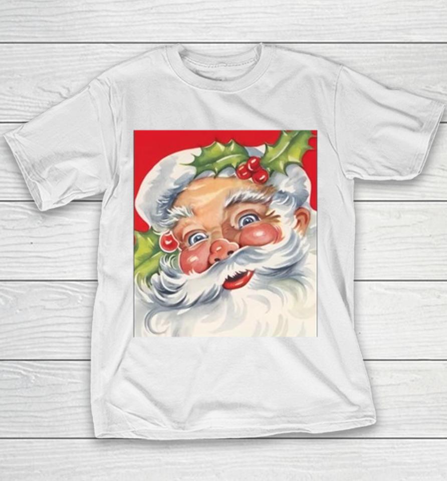 Christmas 2023 Retro Jolly Santa Claus Youth T-Shirt
