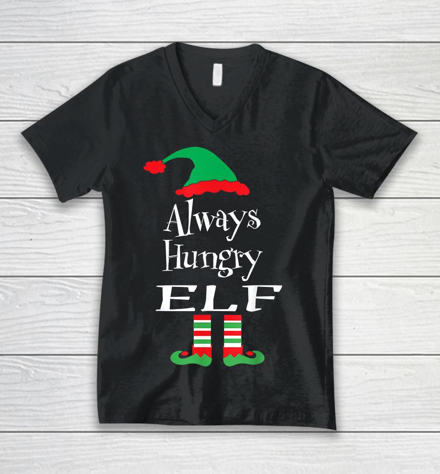 Christmas Always Hungry Elf Unisex V-Neck T-Shirt