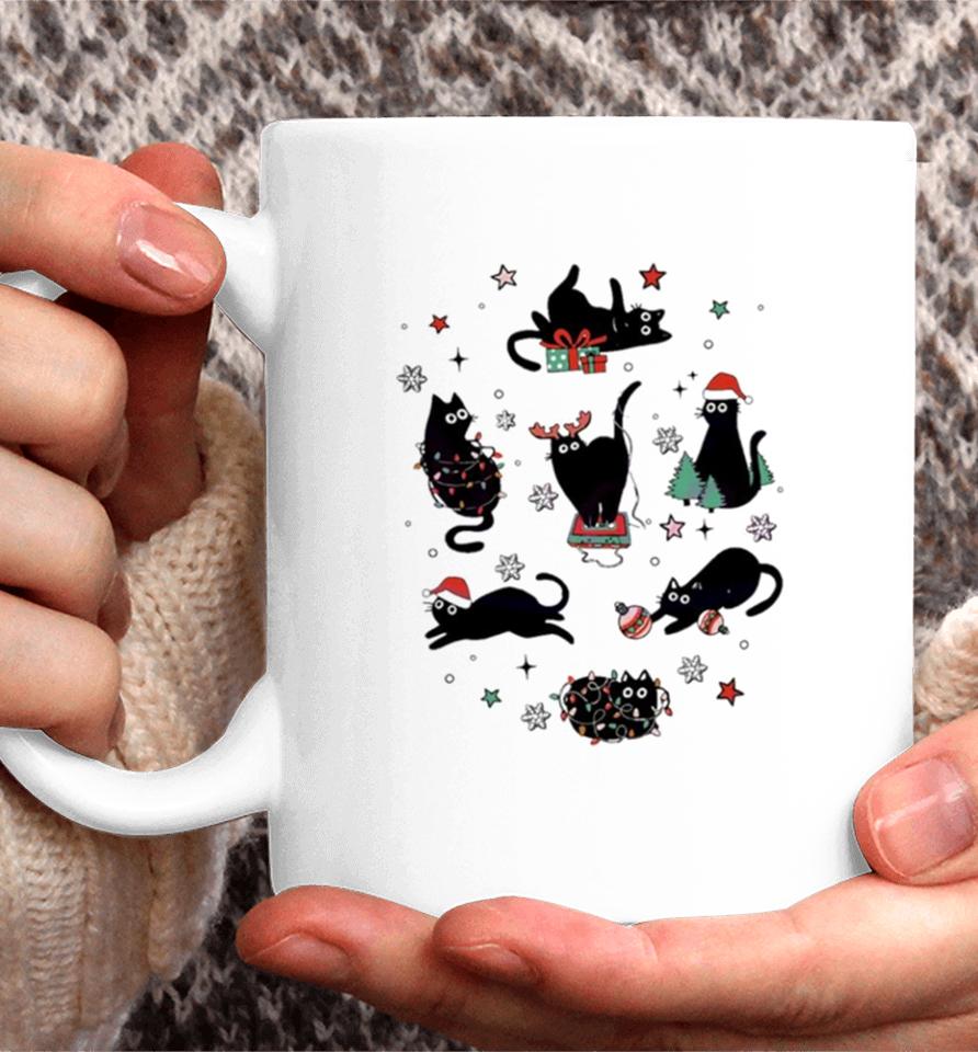 Christmas Black Cat Santa Hat Coffee Mug