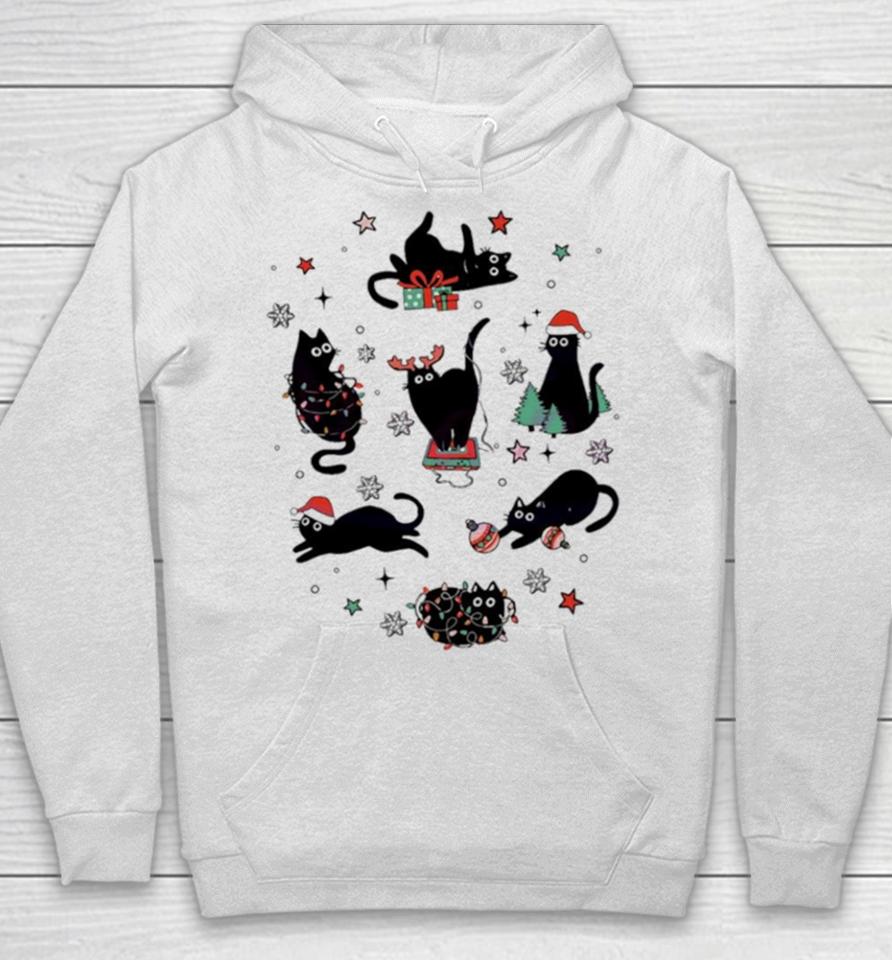 Christmas Black Cat Santa Hat Hoodie