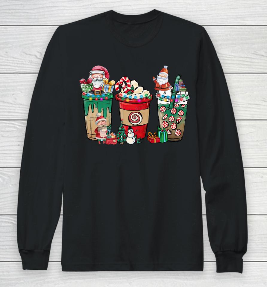 Christmas Coffee Latte Cozy Winter Santa Xmas Coffee Lover Long Sleeve T-Shirt