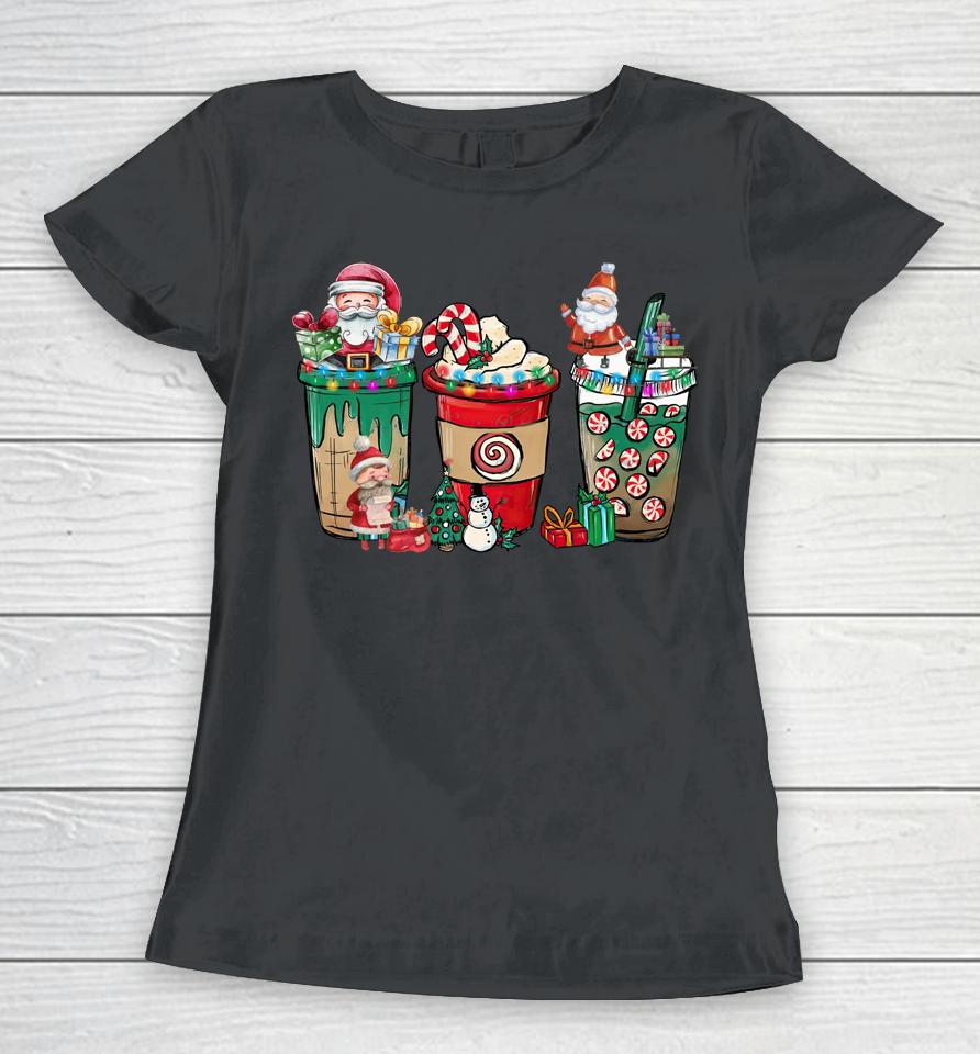 Christmas Coffee Latte Cozy Winter Santa Xmas Coffee Lover Women T-Shirt
