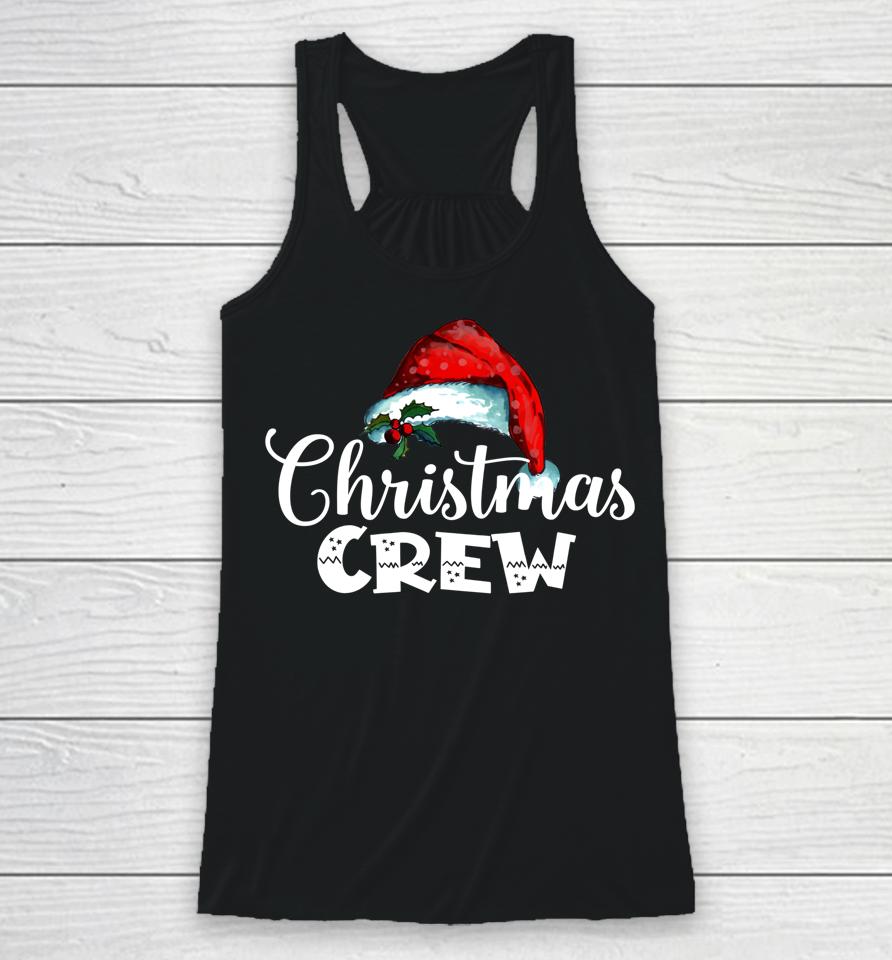 Christmas Crew Santa Hat Matching Pajama Santa Squad Xmas Racerback Tank