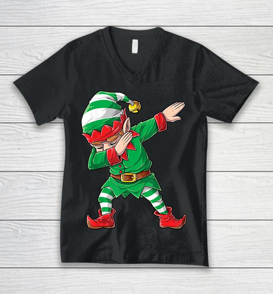 Christmas Dabbing Elf Squad Funny Elves Family Matching Unisex V-Neck T-Shirt