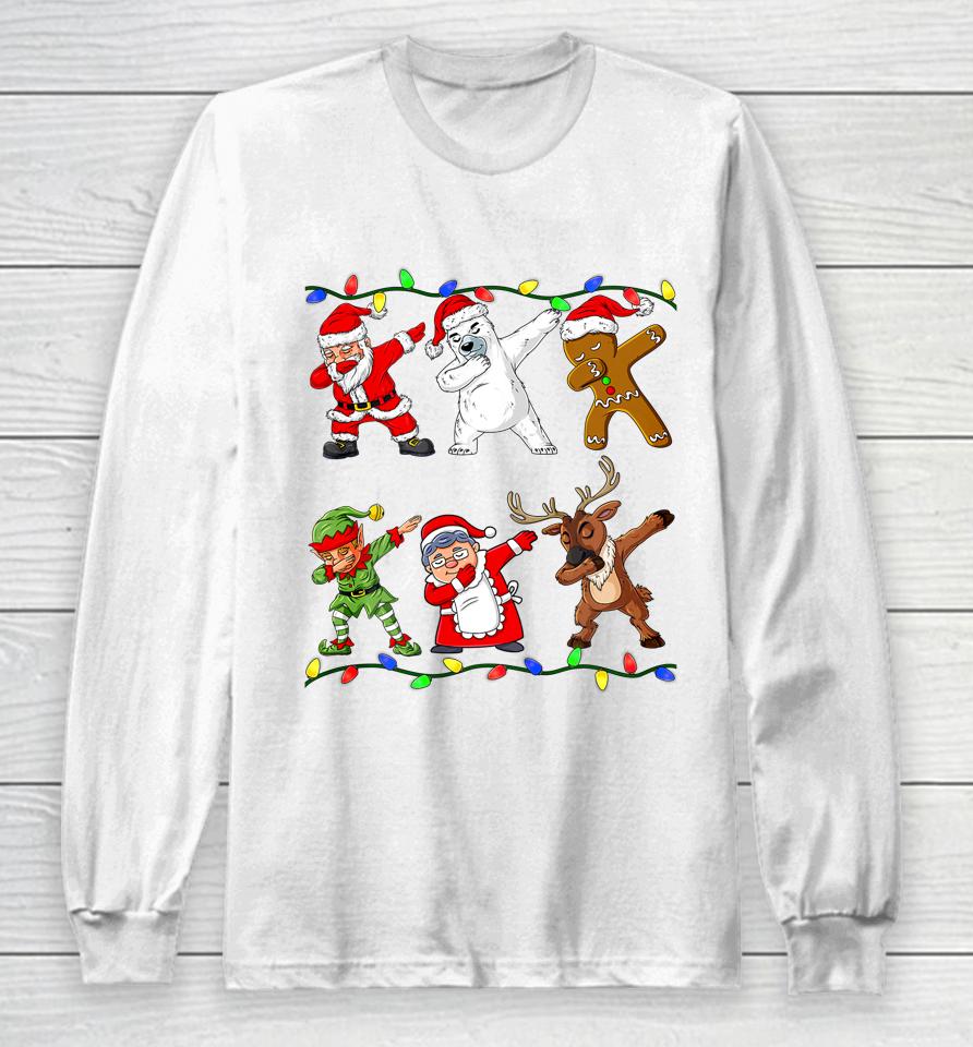 Christmas Dabbing Santa Elf And Friends Boys Kids Dab Xmas Long Sleeve T-Shirt