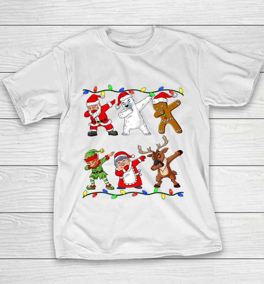 Christmas Dabbing Santa Elf And Friends Boys Kids Dab Xmas Youth T-Shirt