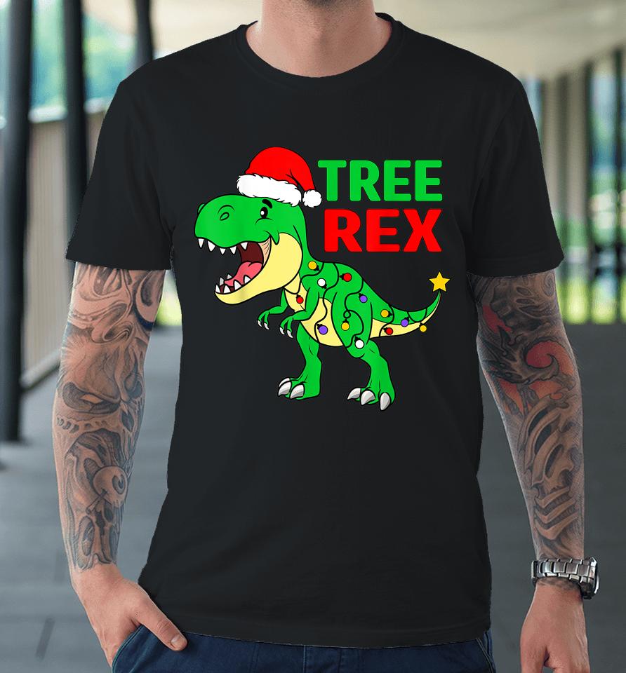 Christmas Dinosaur Kids Christmas Tree Lights Santa Premium T-Shirt
