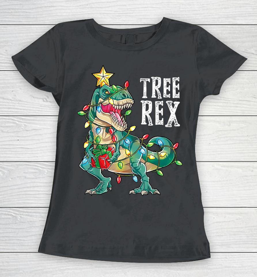 Christmas Dinosaur Tree Rex Women T-Shirt