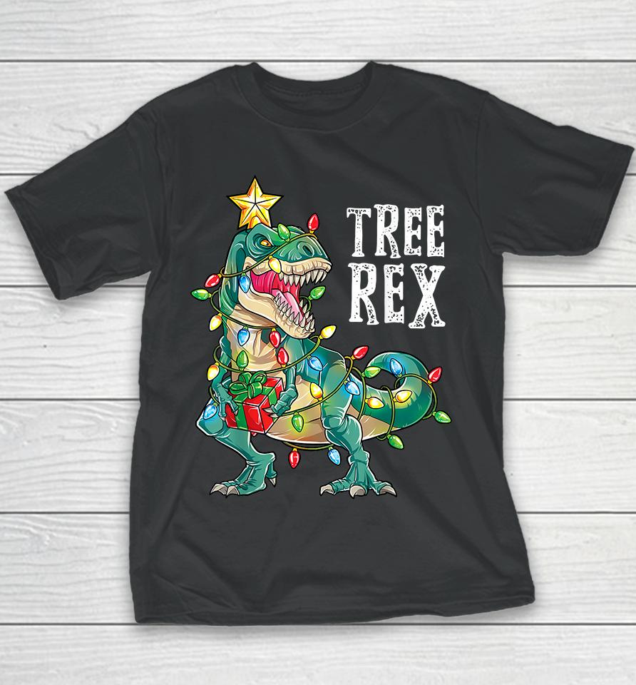 Christmas Dinosaur Tree Rex Youth T-Shirt