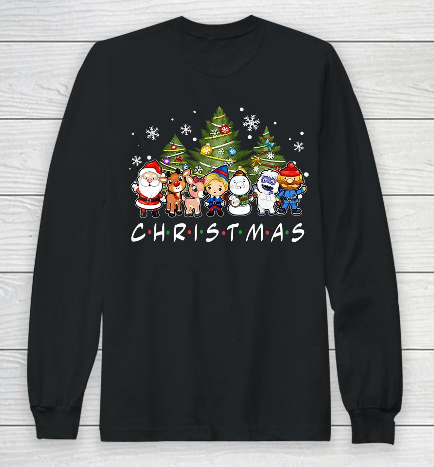 Christmas Family Friends Santa Rudolph Snowman Pajamas Xmas Long Sleeve T-Shirt
