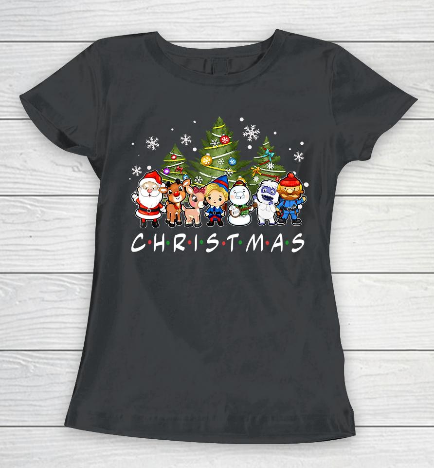 Christmas Family Friends Santa Rudolph Snowman Pajamas Xmas Women T-Shirt