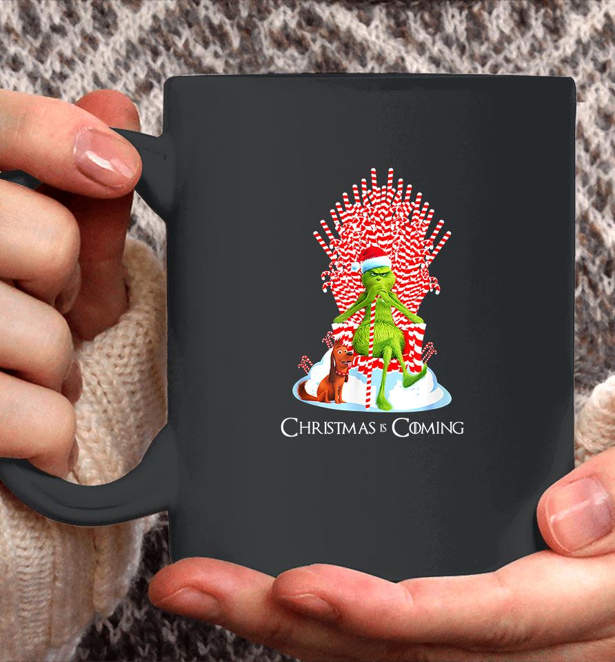 Christmas Grinch Is Coming Candy Cane Throne Funny Parody Coffee Mug