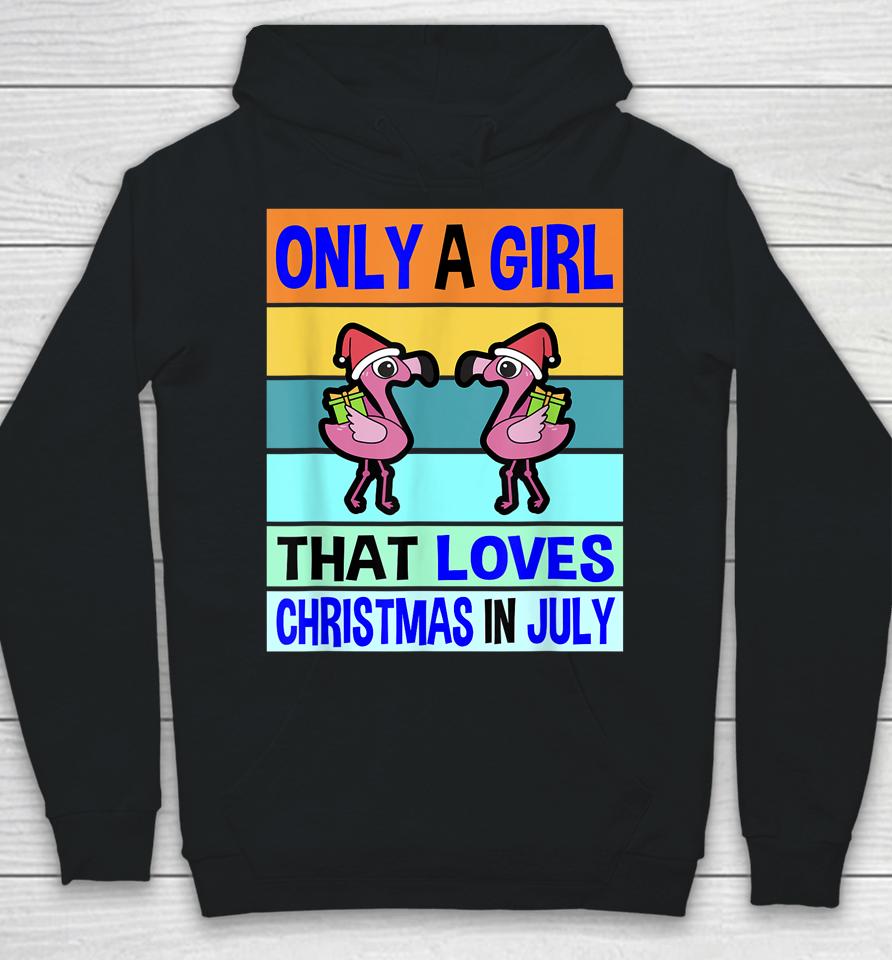 Christmas In July For Womens Christmas Kids Girls Flamingo Hoodie