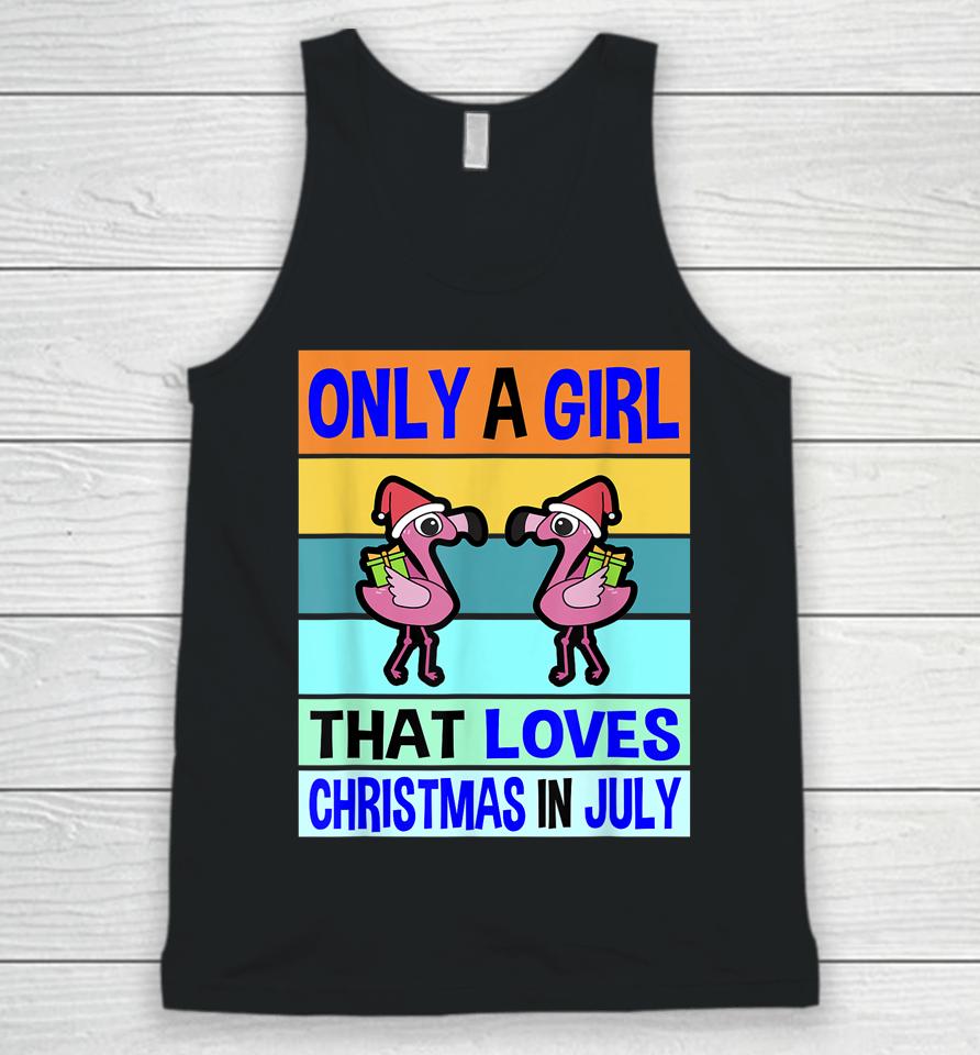 Christmas In July For Womens Christmas Kids Girls Flamingo Unisex Tank Top