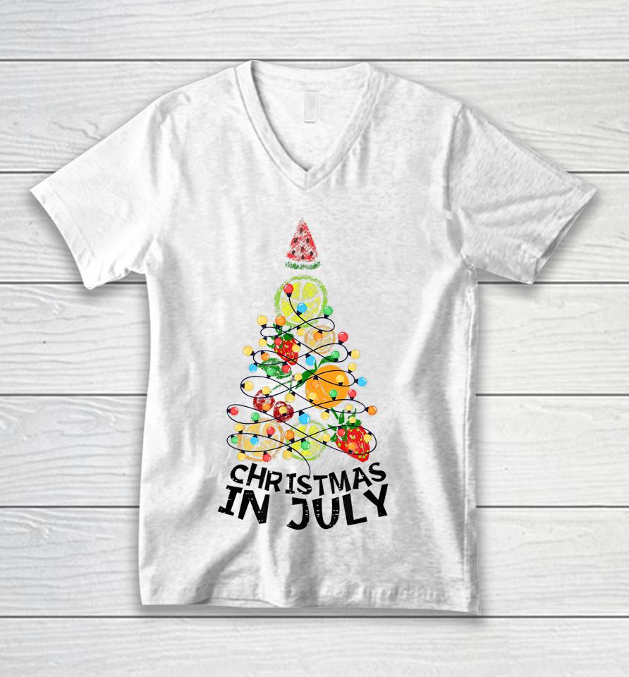 Christmas In July Fruit Xmas Tree Tee Summer Unisex V-Neck T-Shirt