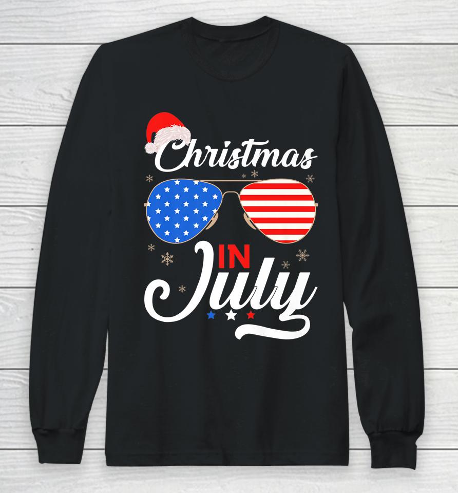 Christmas In July Funny 4Th Of July Beach Summer Christmas Long Sleeve T-Shirt