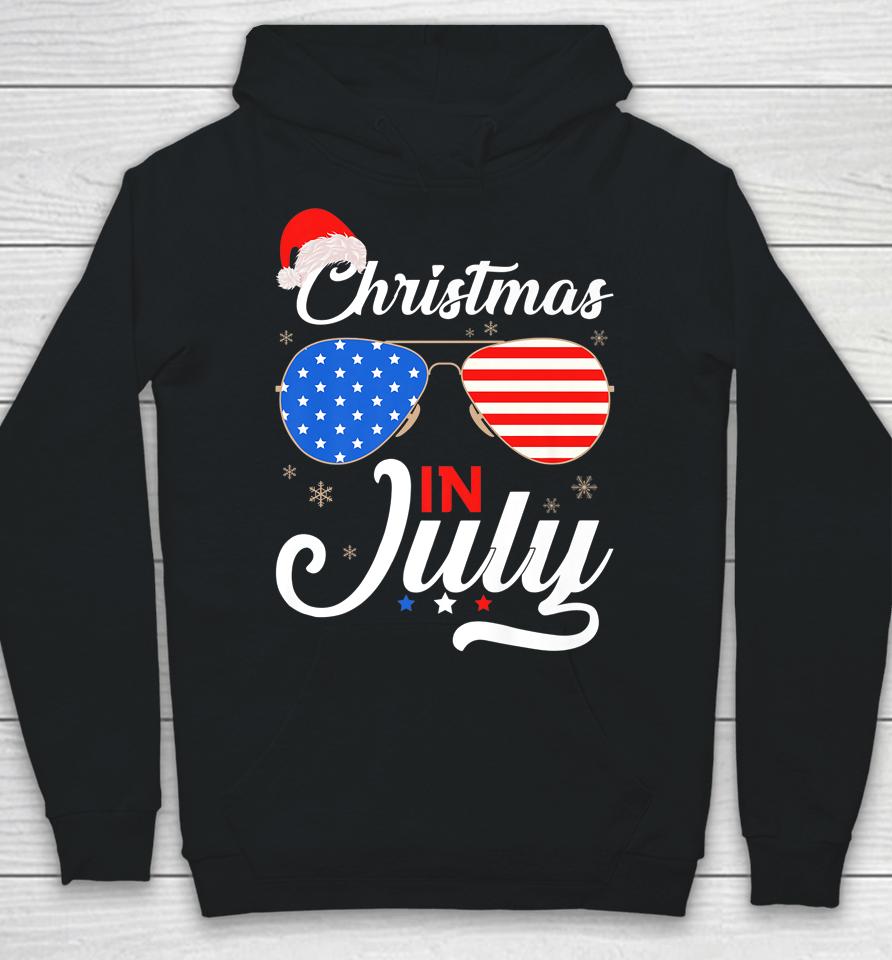 Christmas In July Funny 4Th Of July Beach Summer Christmas Hoodie