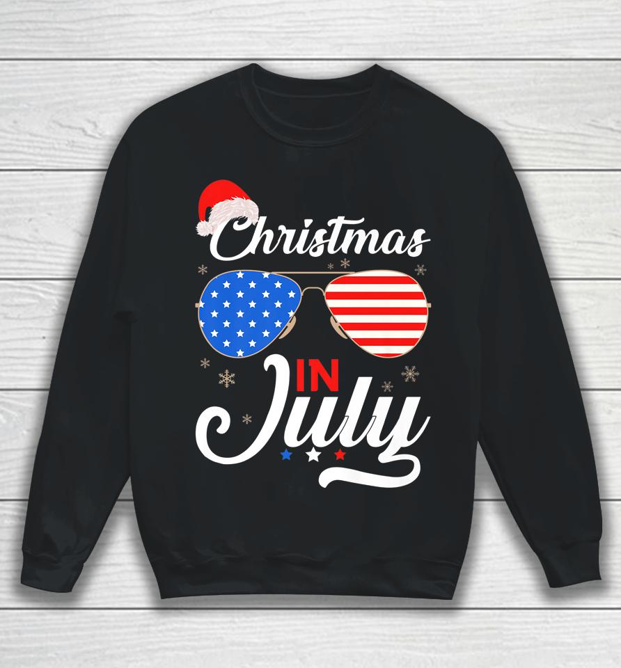 Christmas In July Funny 4Th Of July Beach Summer Christmas Sweatshirt