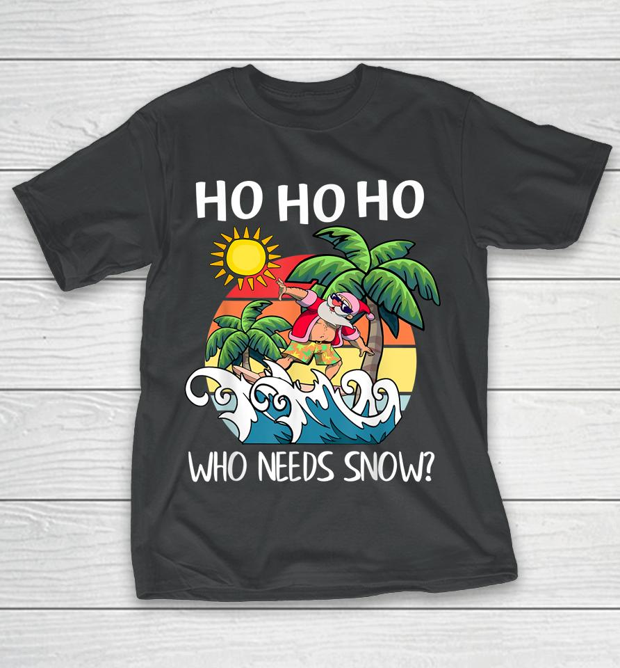 Christmas In July Funny Santa Surfing Summer Beach Vacation T-Shirt