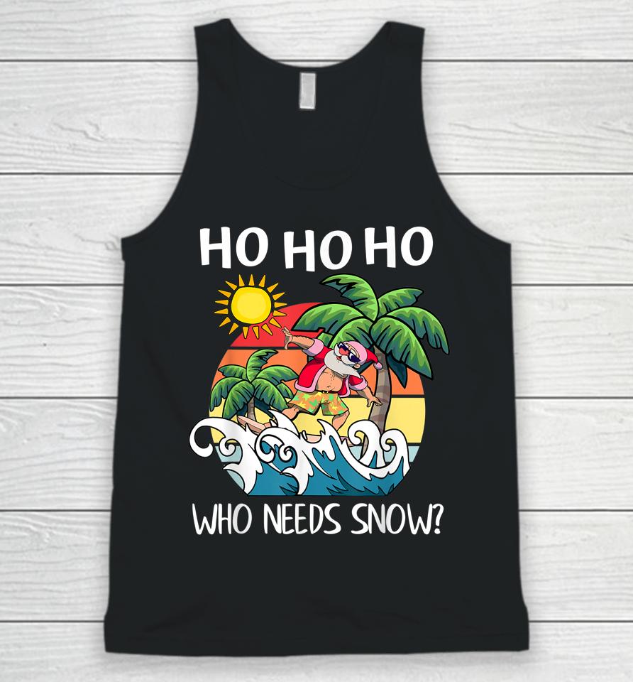 Christmas In July Funny Santa Surfing Summer Beach Vacation Unisex Tank Top