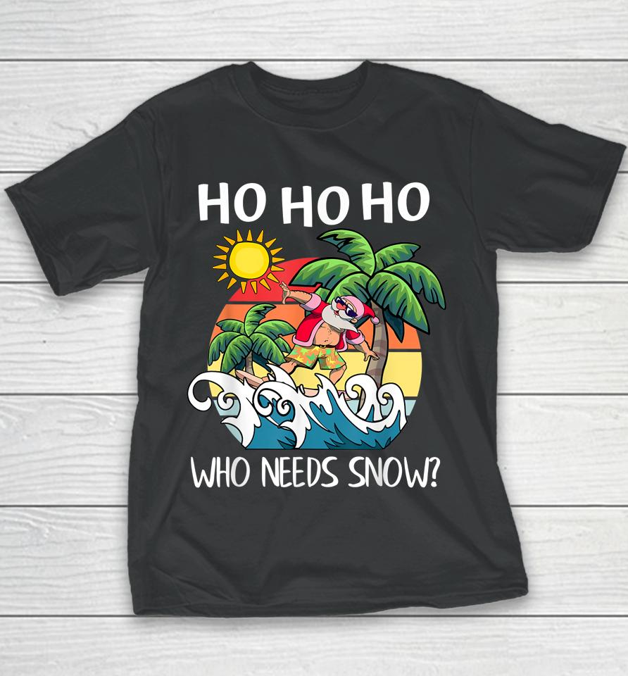 Christmas In July Funny Santa Surfing Summer Beach Vacation Youth T-Shirt