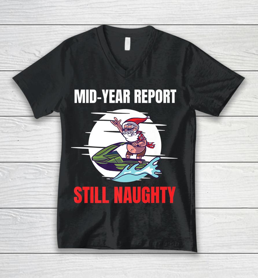 Christmas In July Mid Year Report Still Naughty Jetski Santa Unisex V-Neck T-Shirt