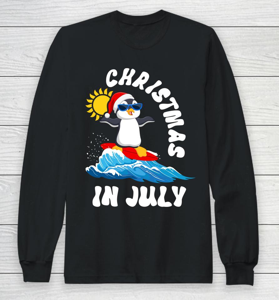 Christmas In July Penguin Sunglasses Beach Summer Surfing Long Sleeve T-Shirt