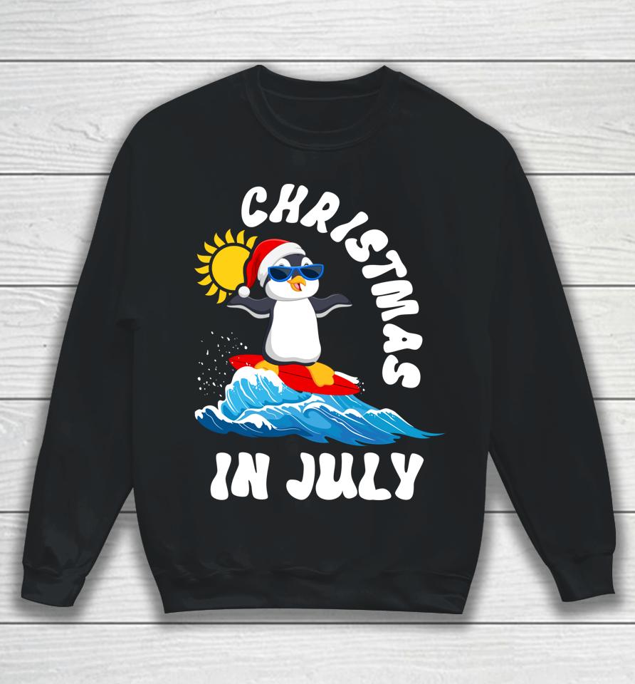 Christmas In July Penguin Sunglasses Beach Summer Surfing Sweatshirt