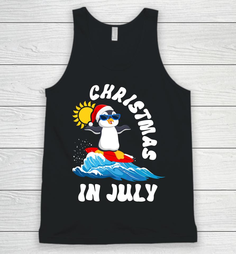 Christmas In July Penguin Sunglasses Beach Summer Surfing Unisex Tank Top