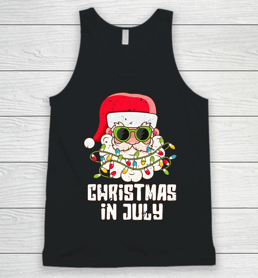 Christmas In July Santa Hat Sunglasses Beach Summer Unisex Tank Top