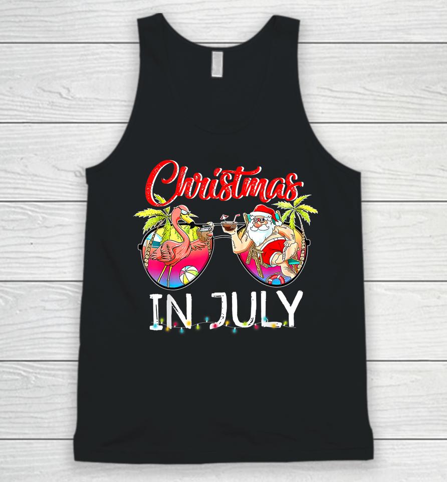 Christmas In July Santa Holiday Beach Flamingo Summer Unisex Tank Top
