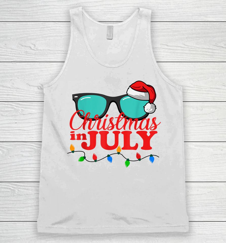 Christmas In July Shirt Sunglasses Beach Summer Vacation Unisex Tank Top