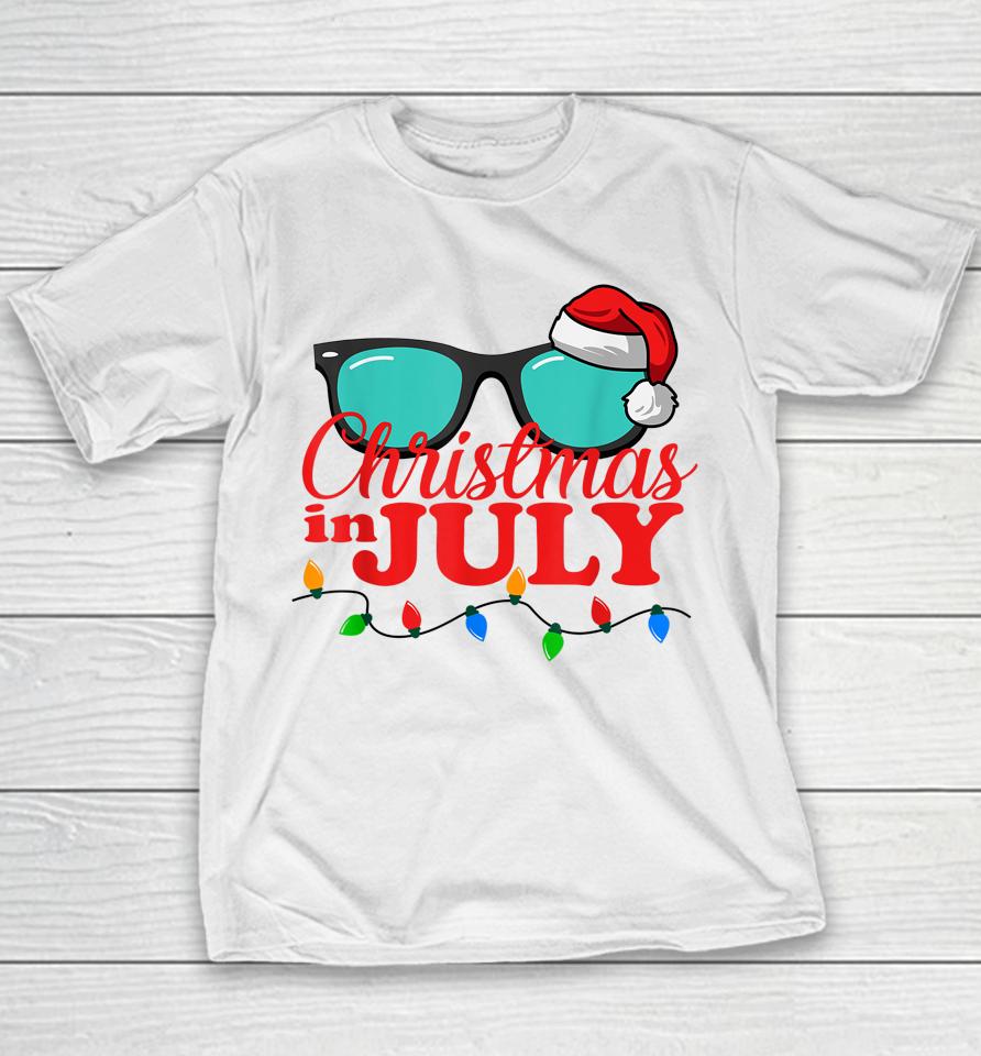 Christmas In July Shirt Sunglasses Beach Summer Vacation Youth T-Shirt
