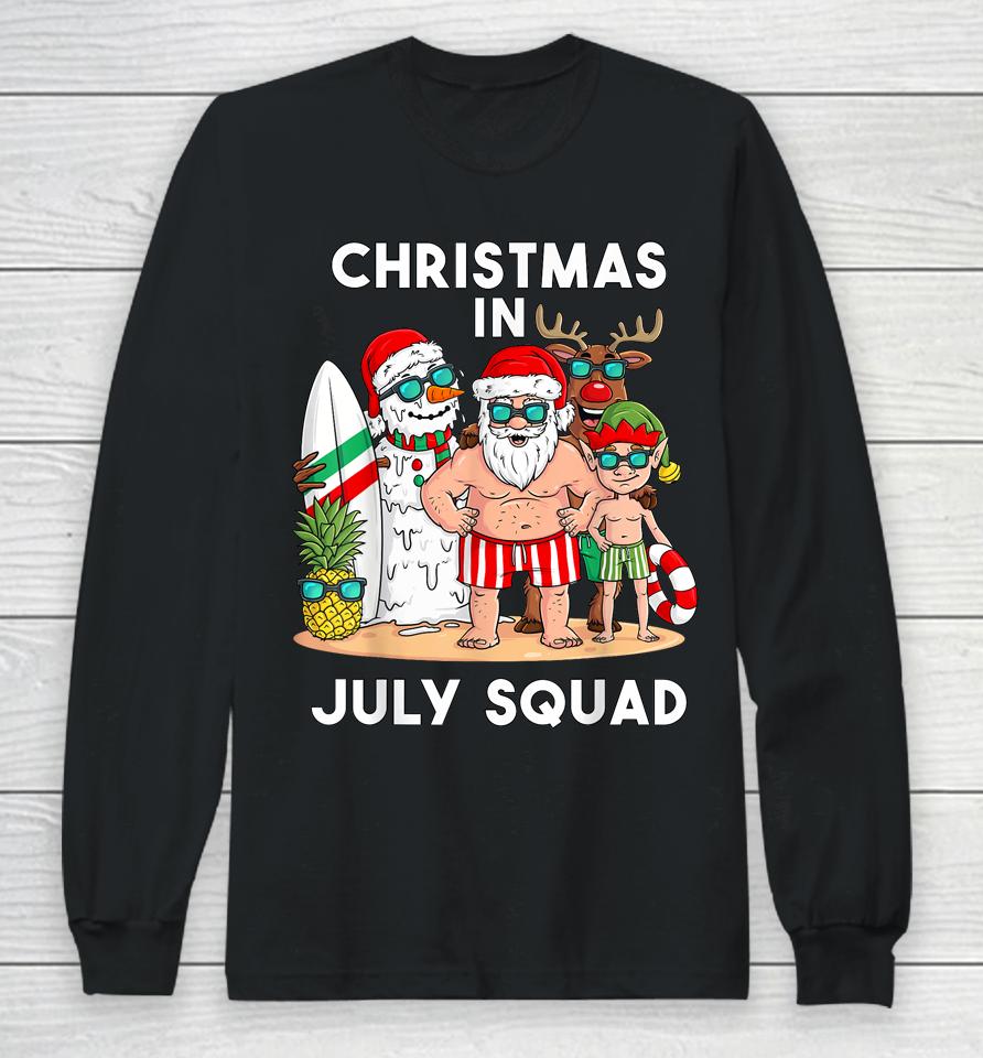 Christmas In July Squad Santa And Friends Xmas Boys Kids Long Sleeve T-Shirt