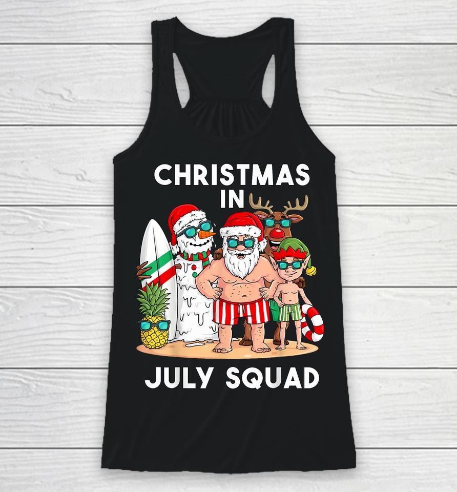 Christmas In July Squad Santa And Friends Xmas Boys Kids Racerback Tank