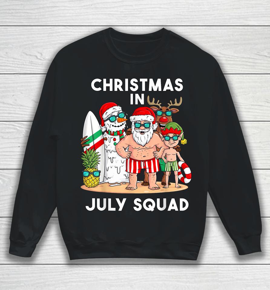 Christmas In July Squad Santa And Friends Xmas Boys Kids Sweatshirt
