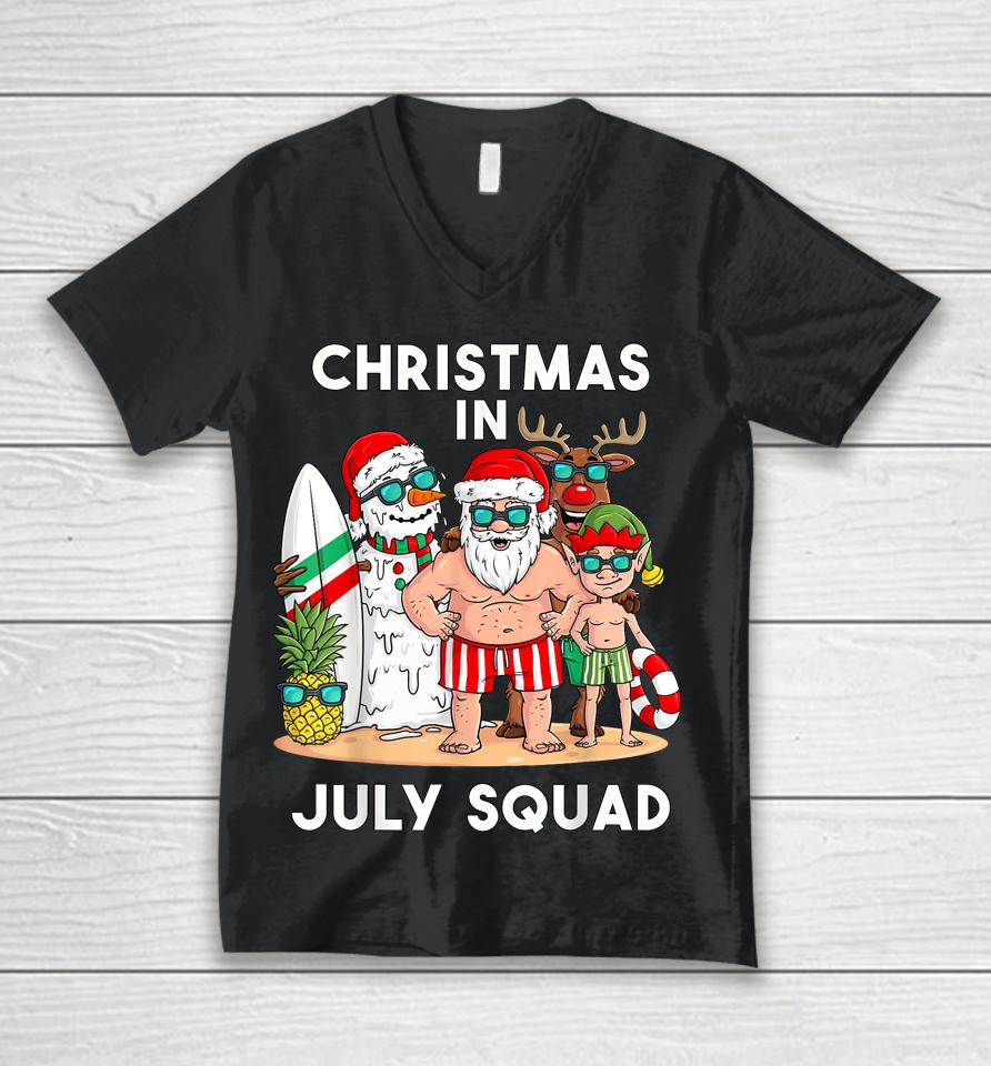 Christmas In July Squad Santa And Friends Xmas Boys Kids Unisex V-Neck T-Shirt