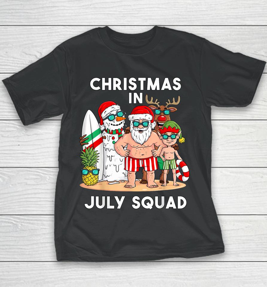 Christmas In July Squad Santa And Friends Xmas Boys Kids Youth T-Shirt